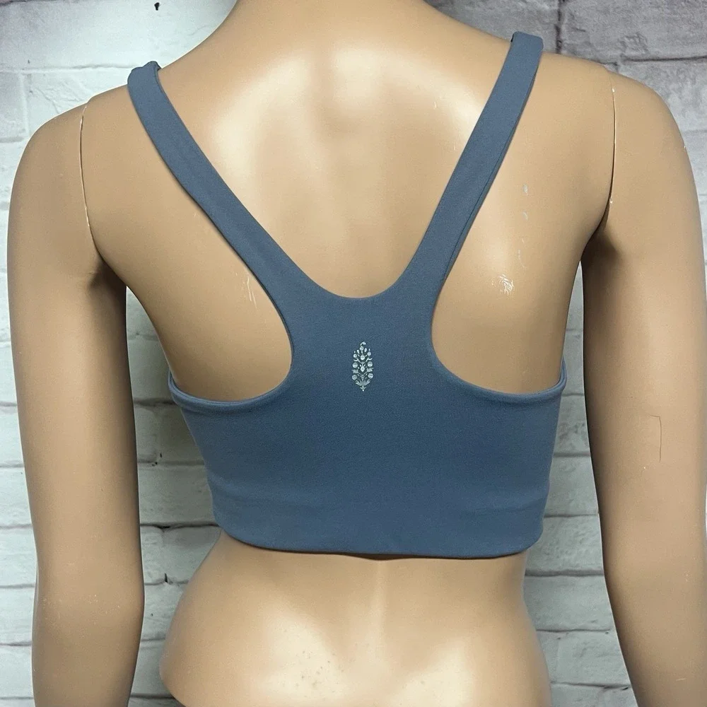 Free People Movement Never Better Square Neck Sports Bra‎ Small Blue Stretch